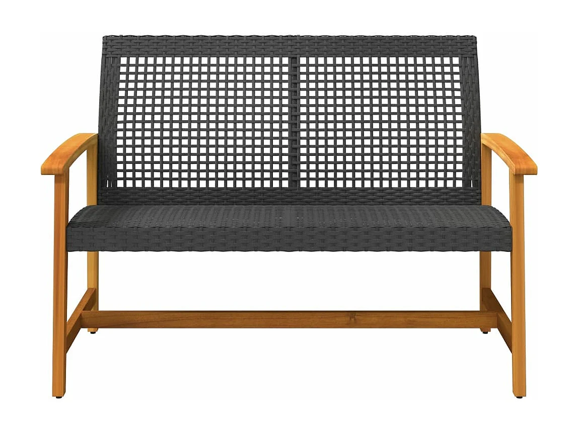 Banco de jardim 112 cm vime PE e madeira de acácia preto PT507342