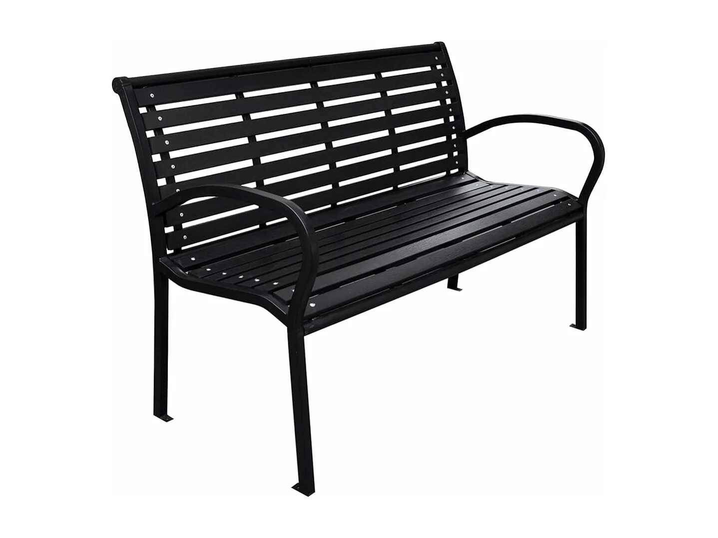 Banco de jardim 116 cm aço e WPC preto PT384818