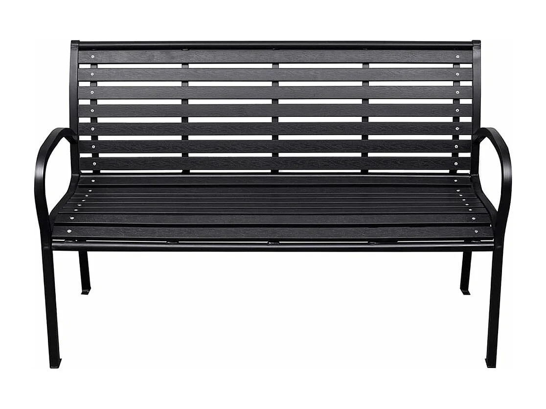 Banco de jardim 116 cm aço e WPC preto PT384818