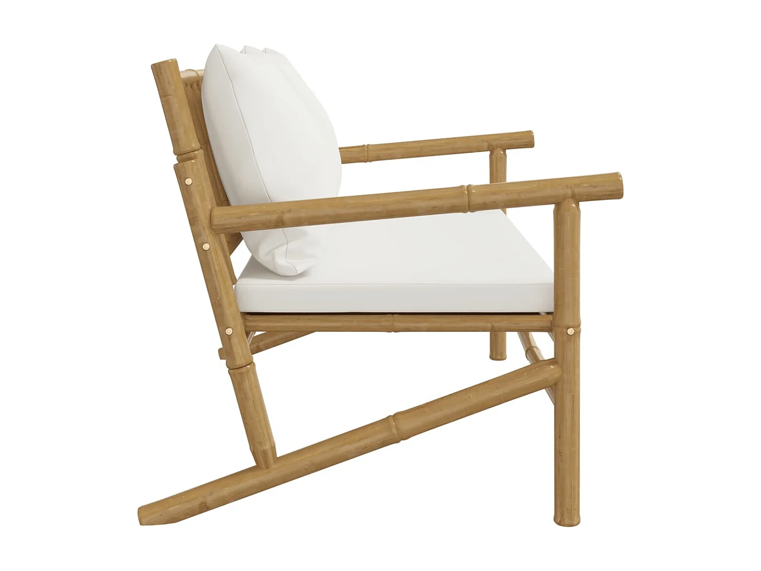 Banc de jardin avec coussins blanc crème bambou FR690452