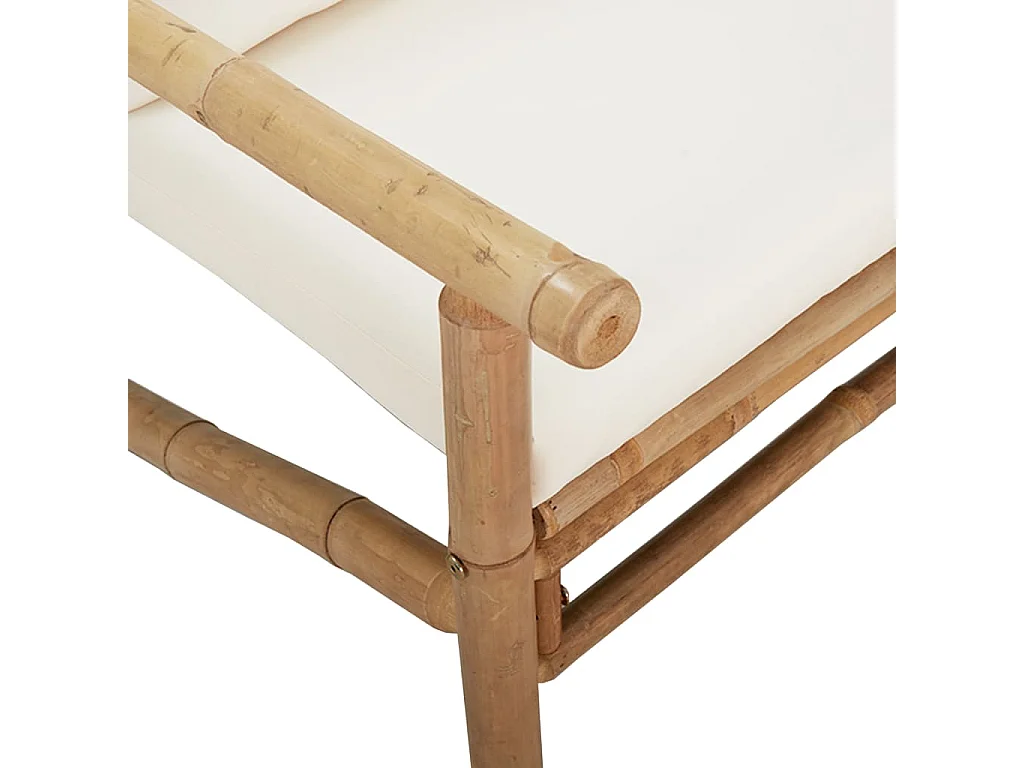 Banc de jardin avec coussins blanc crème bambou FR690452