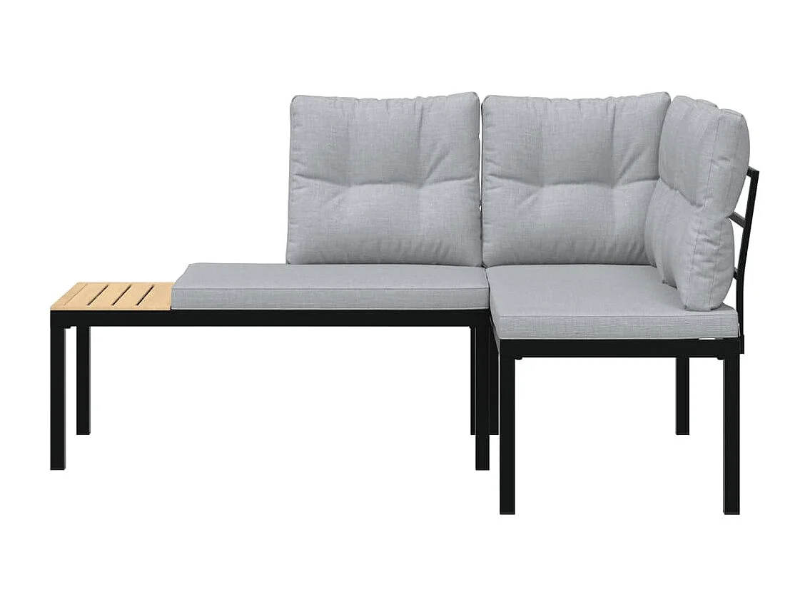 Lot de 2 Bancs de jardin avec coussins acier enduit de poudre FR248873