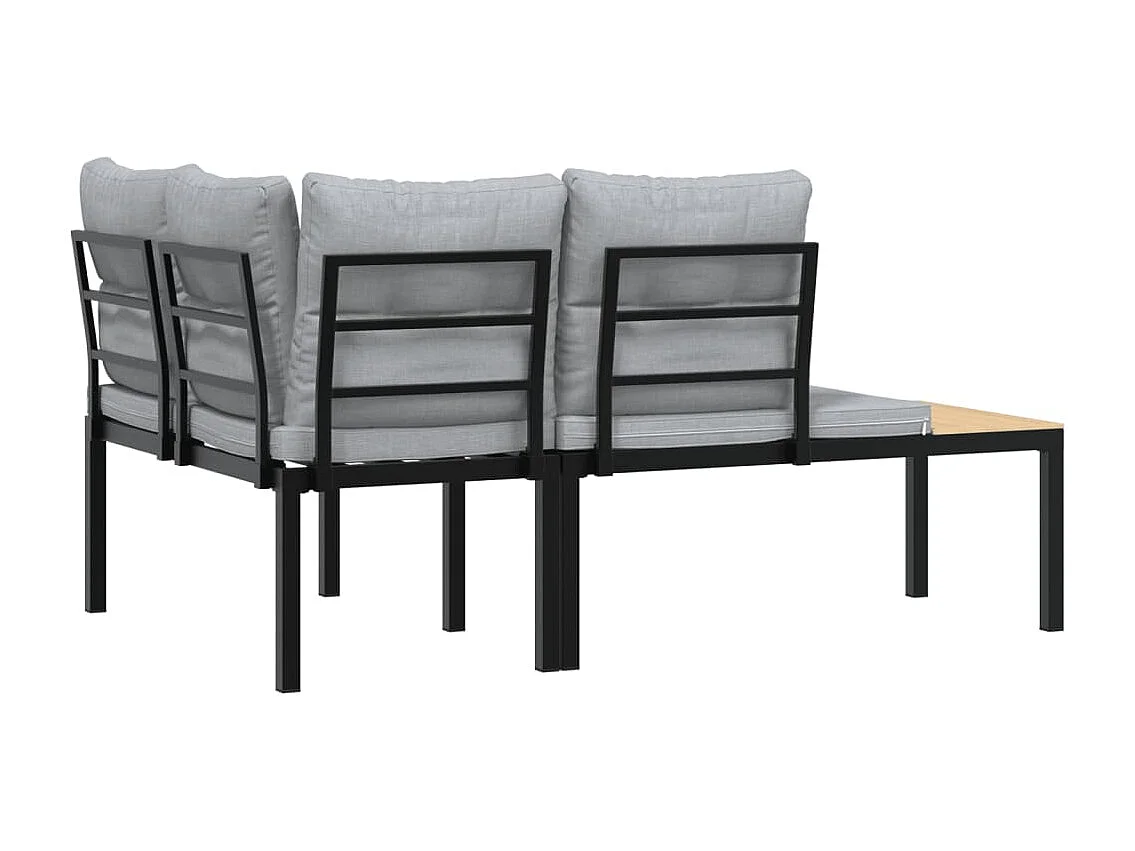 Lot de 2 Bancs de jardin avec coussins acier enduit de poudre FR248873