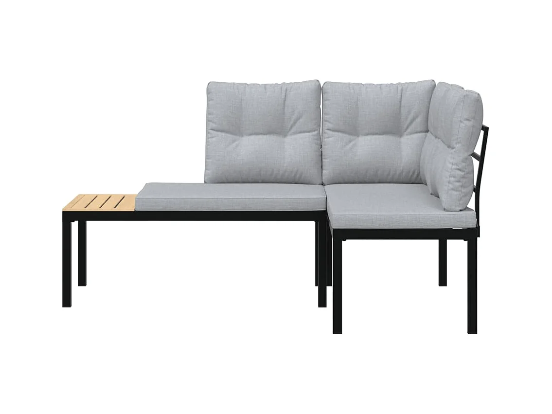 Lot de 2 Bancs de jardin avec coussins acier enduit de poudre FR248873
