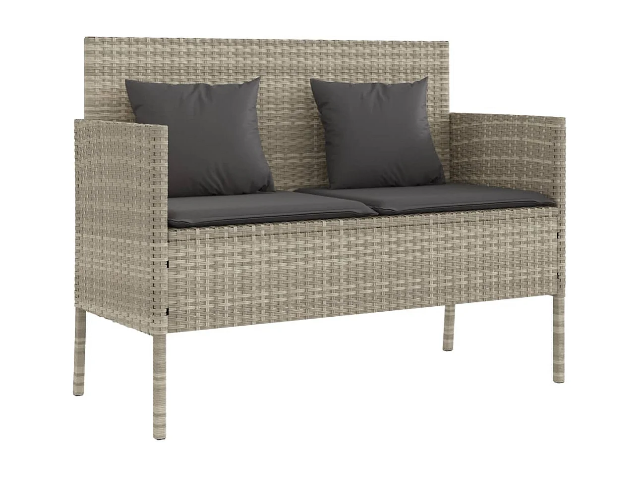Banc de jardin avec coussins gris clair résine tressée FR777557