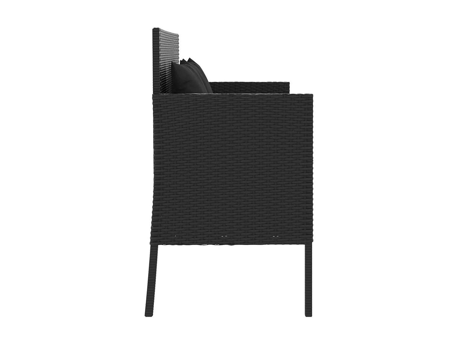 Banc de jardin avec coussins noir résine tressée FR290520