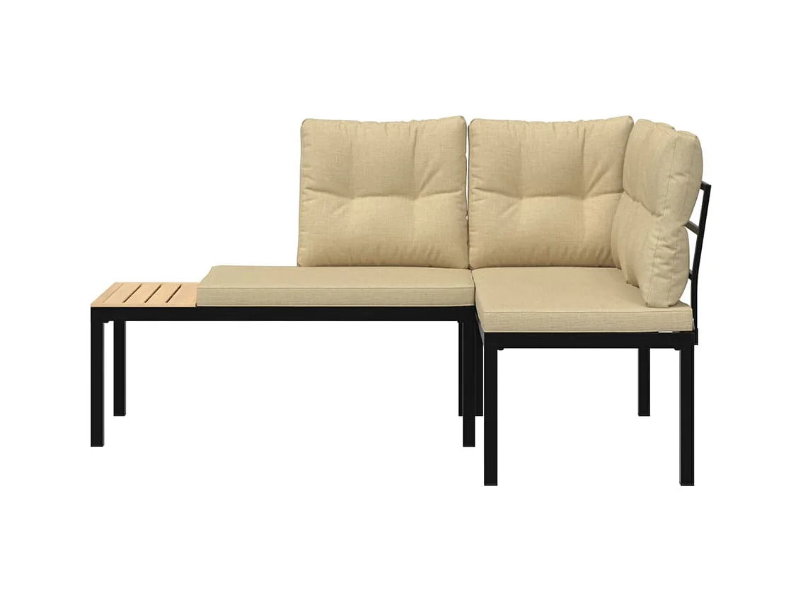 Lot de 2 Bancs de jardin avec coussins acier enduit de poudre FR769736