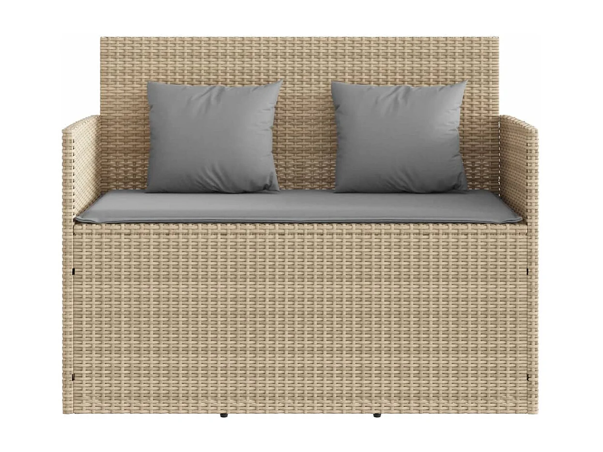 Banc de jardin avec coussins beige résine tressée FR565113
