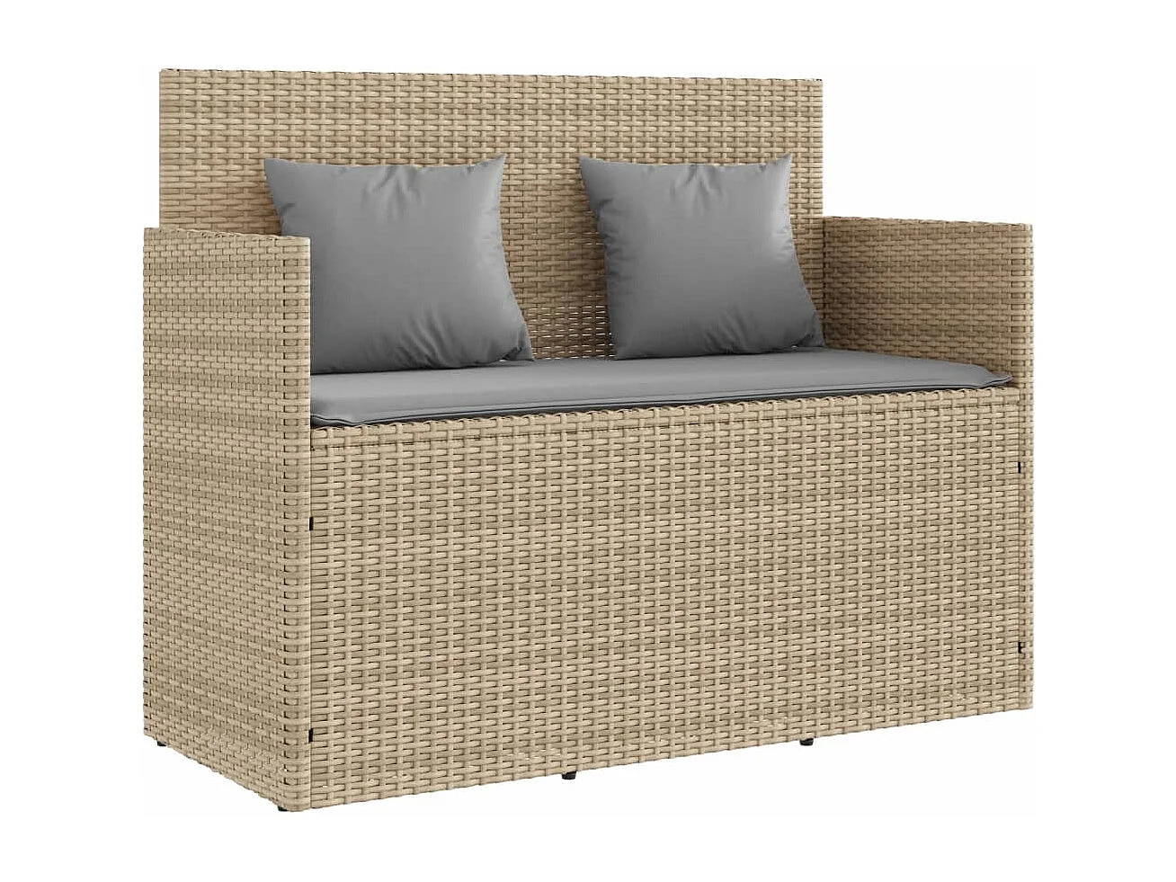 Tuinbank met kussens poly rattan beige BE670097