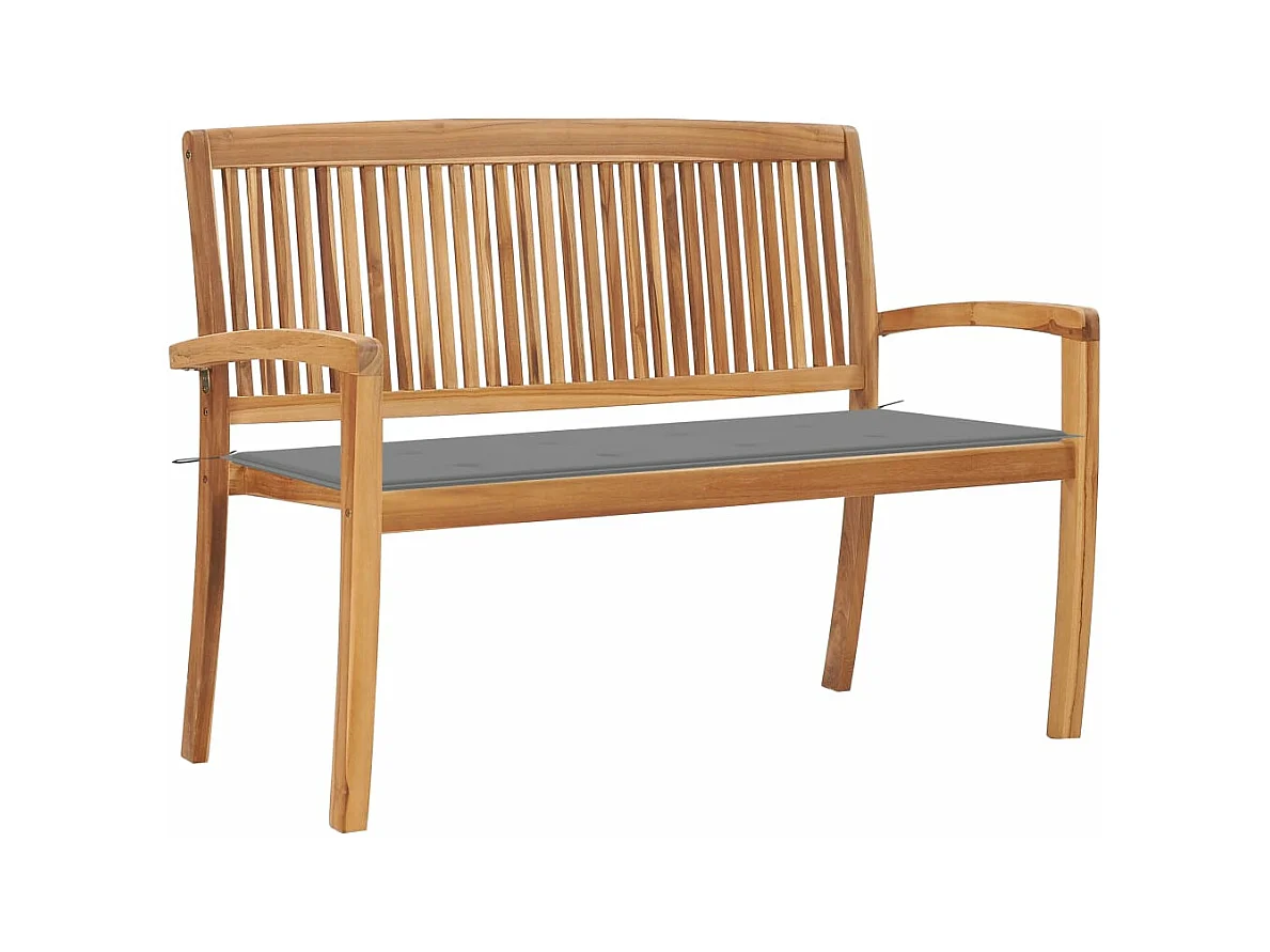 Banc de jardin empilable et coussin 128,5cm Bois de teck massif FR844283