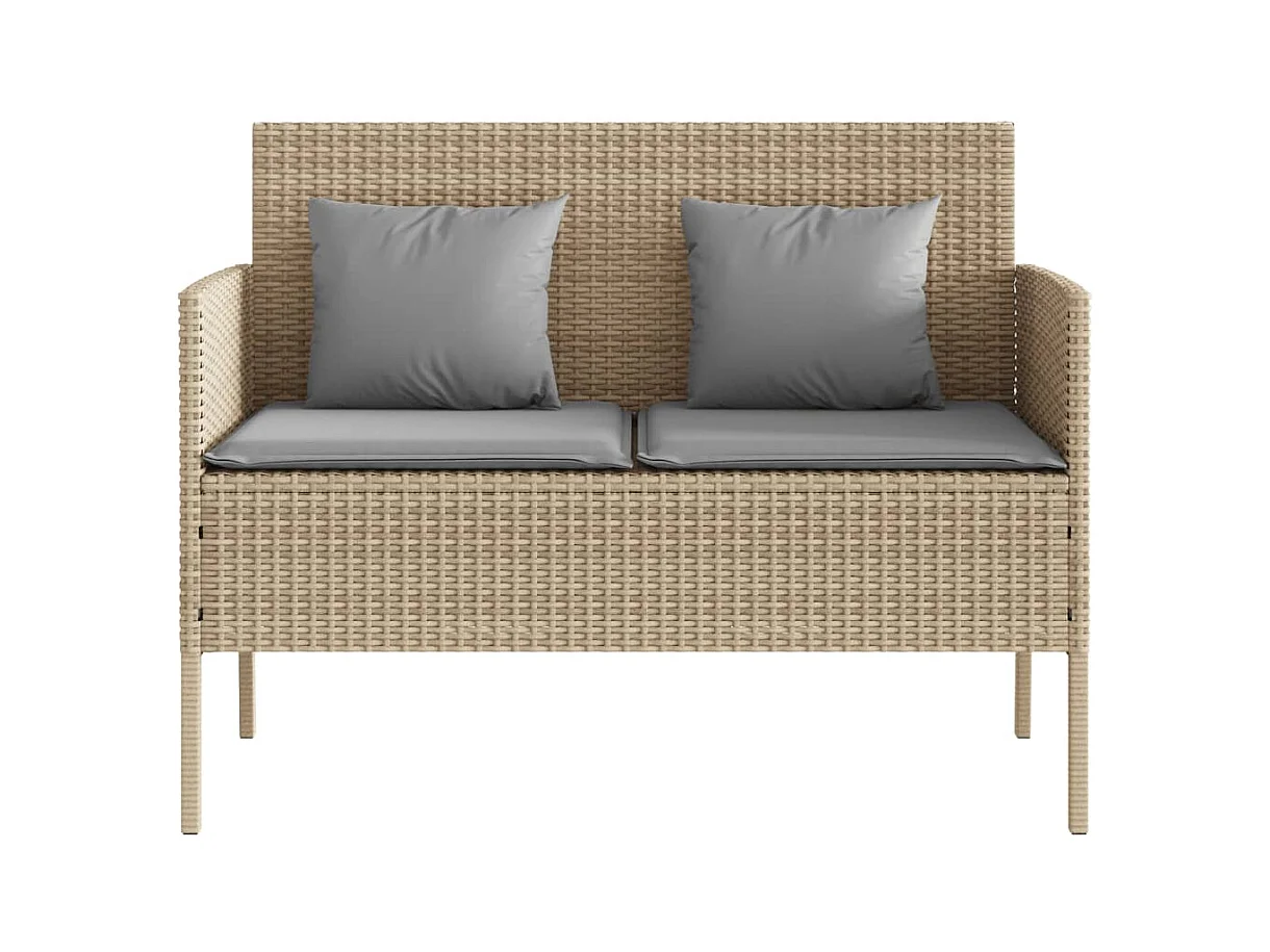Banco de jardín con cojines ratán sintético beige ES323879