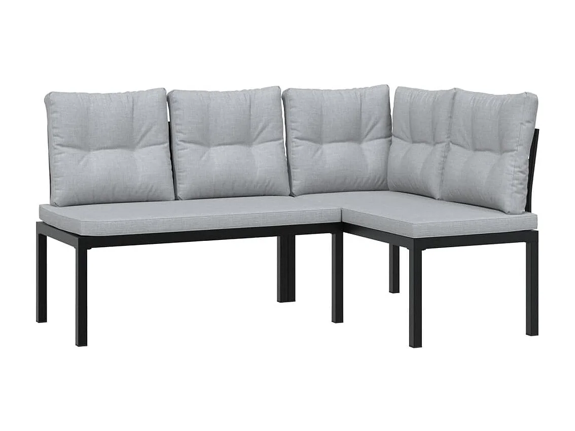 Lot de 2 Bancs de jardin avec coussins acier enduit de poudre FR261207