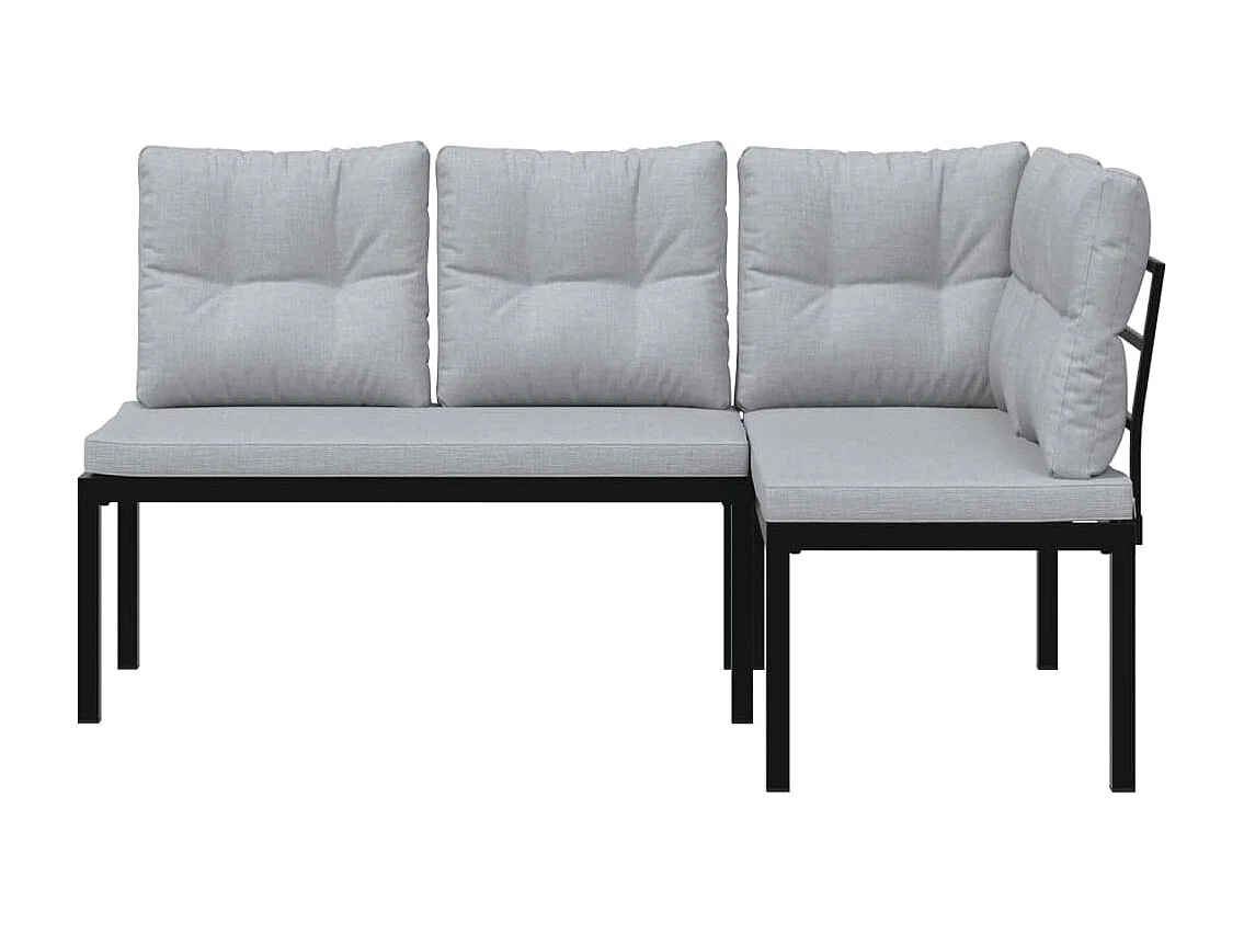 Lot de 2 Bancs de jardin avec coussins acier enduit de poudre FR261207