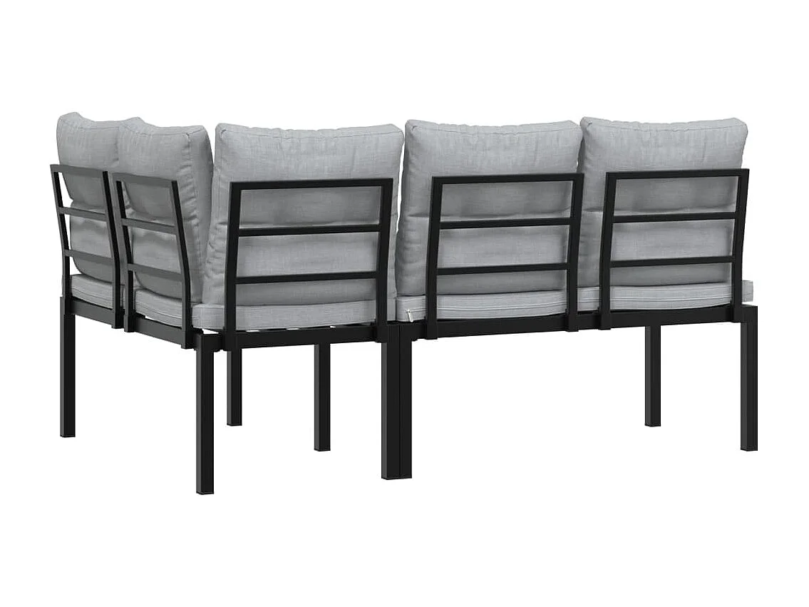 Lot de 2 Bancs de jardin avec coussins acier enduit de poudre FR261207