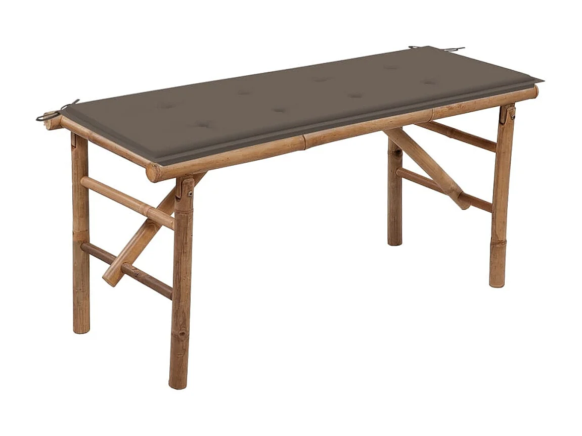 Banc de jardin pliable avec coussin 118 cm Bambou FR205935