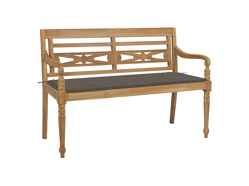 Banc Batavia avec coussin taupe 120 cm Bois de teck massif FR241374