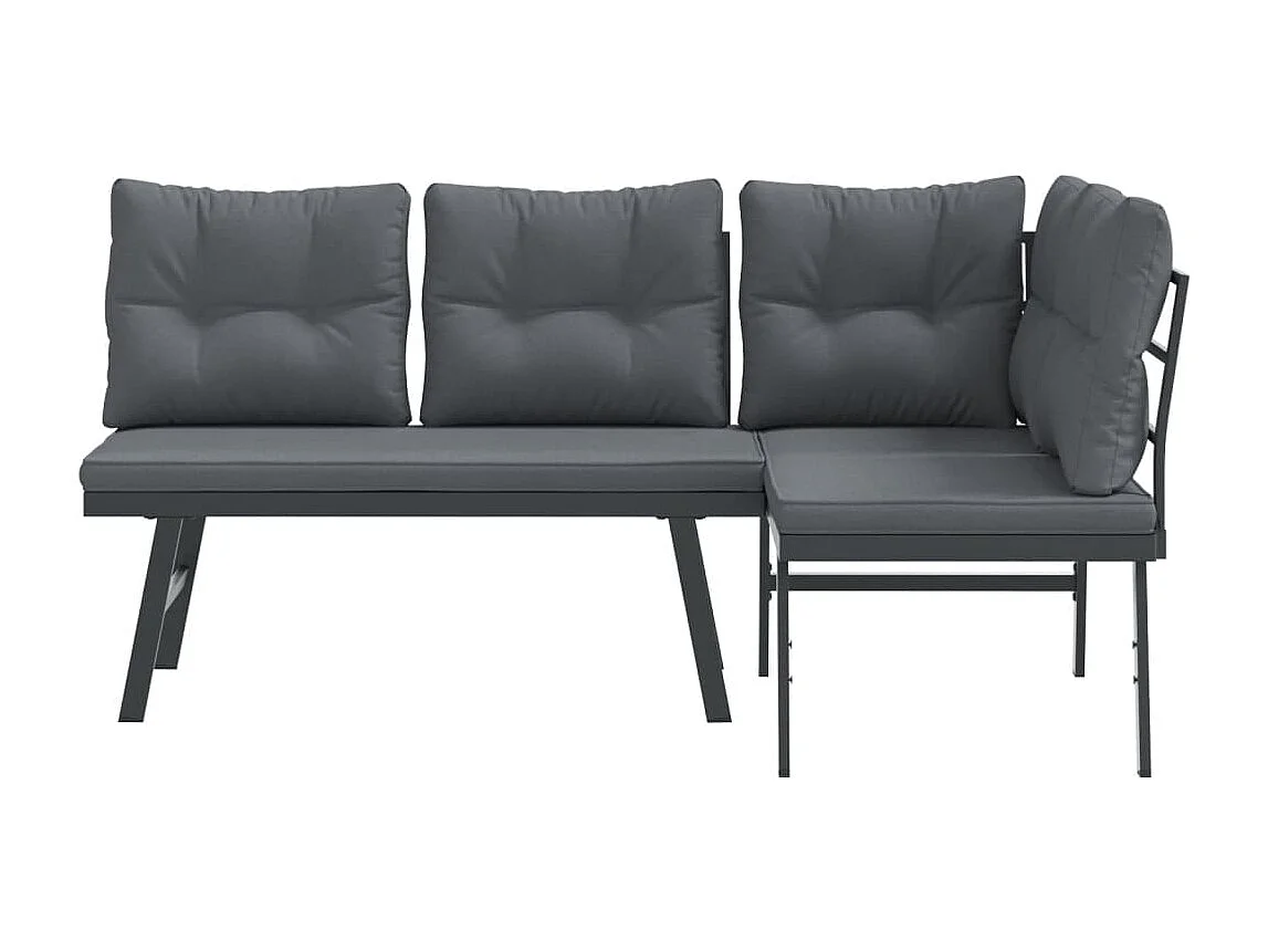 Bancos de jardim com almofadões 2 pcs aço revestido a pó preto PT722216