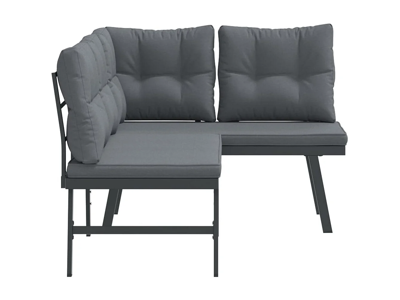 Bancos de jardim com almofadões 2 pcs aço revestido a pó preto PT722216