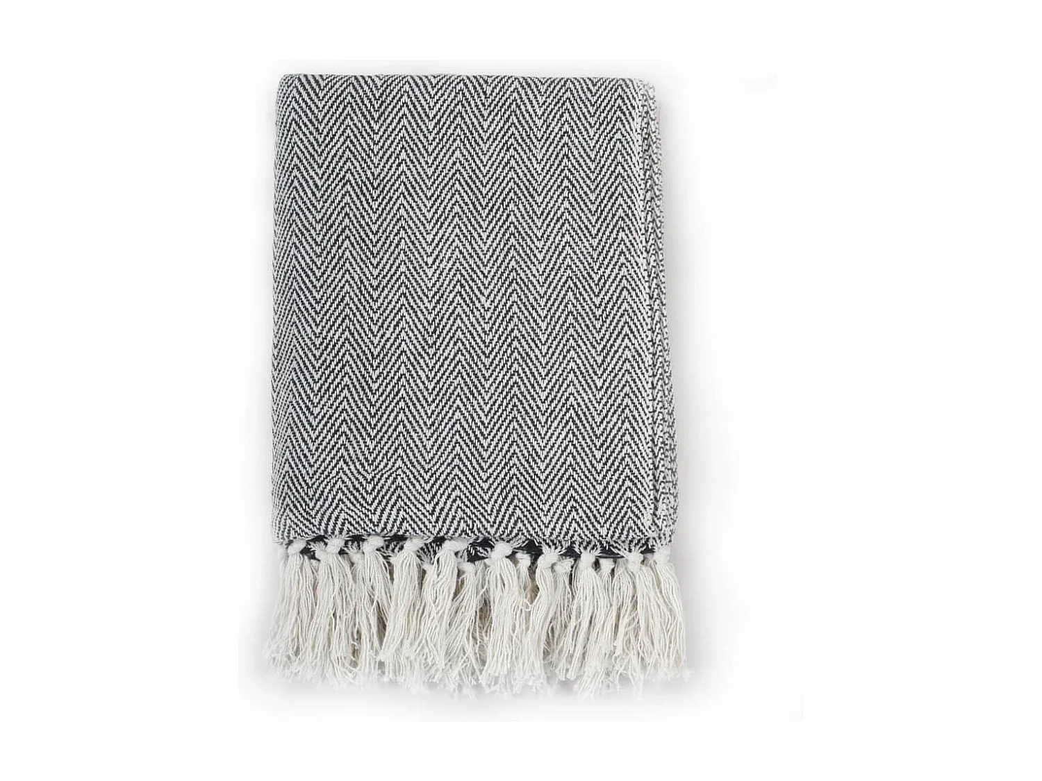 Couverture coton à chevrons 125x150 cm Bleu marine FR473382