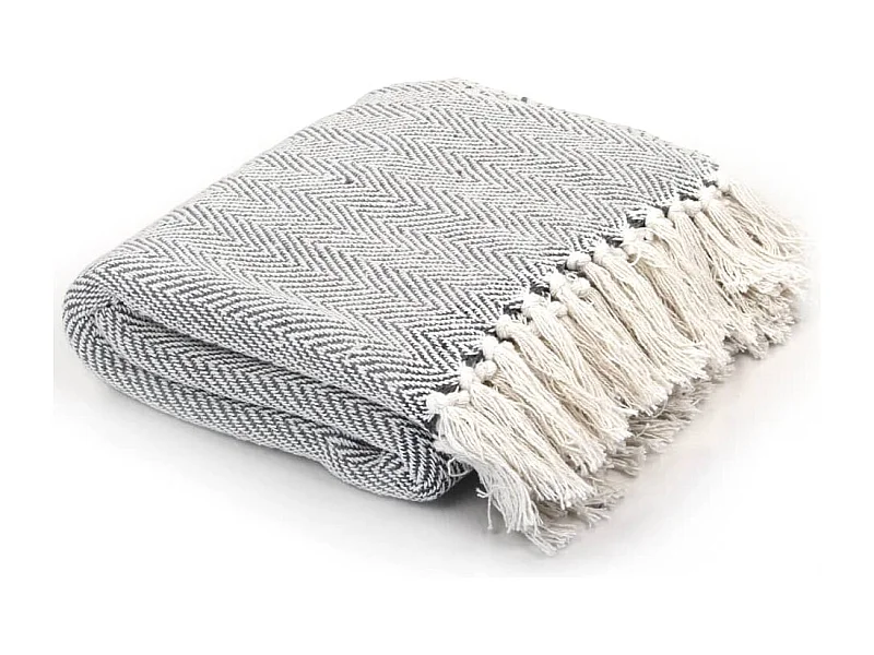 Couverture coton à chevrons 125x150 cm Gris FR473020