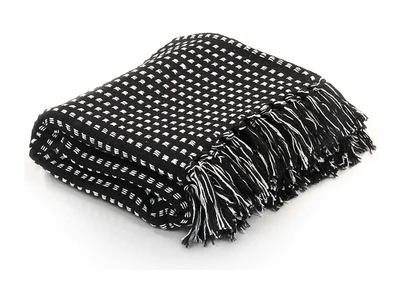 Couverture coton à carrés 125x150 cm Noir FR771632