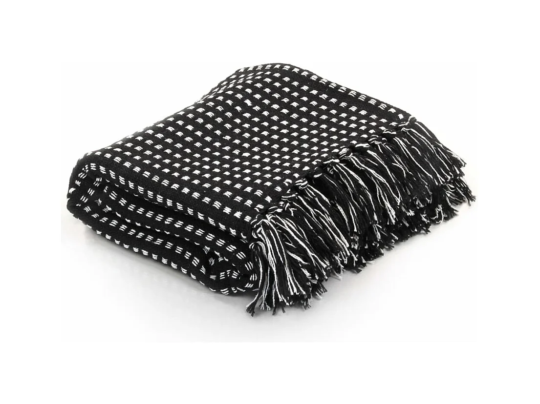 Couverture coton à carrés 125x150 cm Noir FR771632