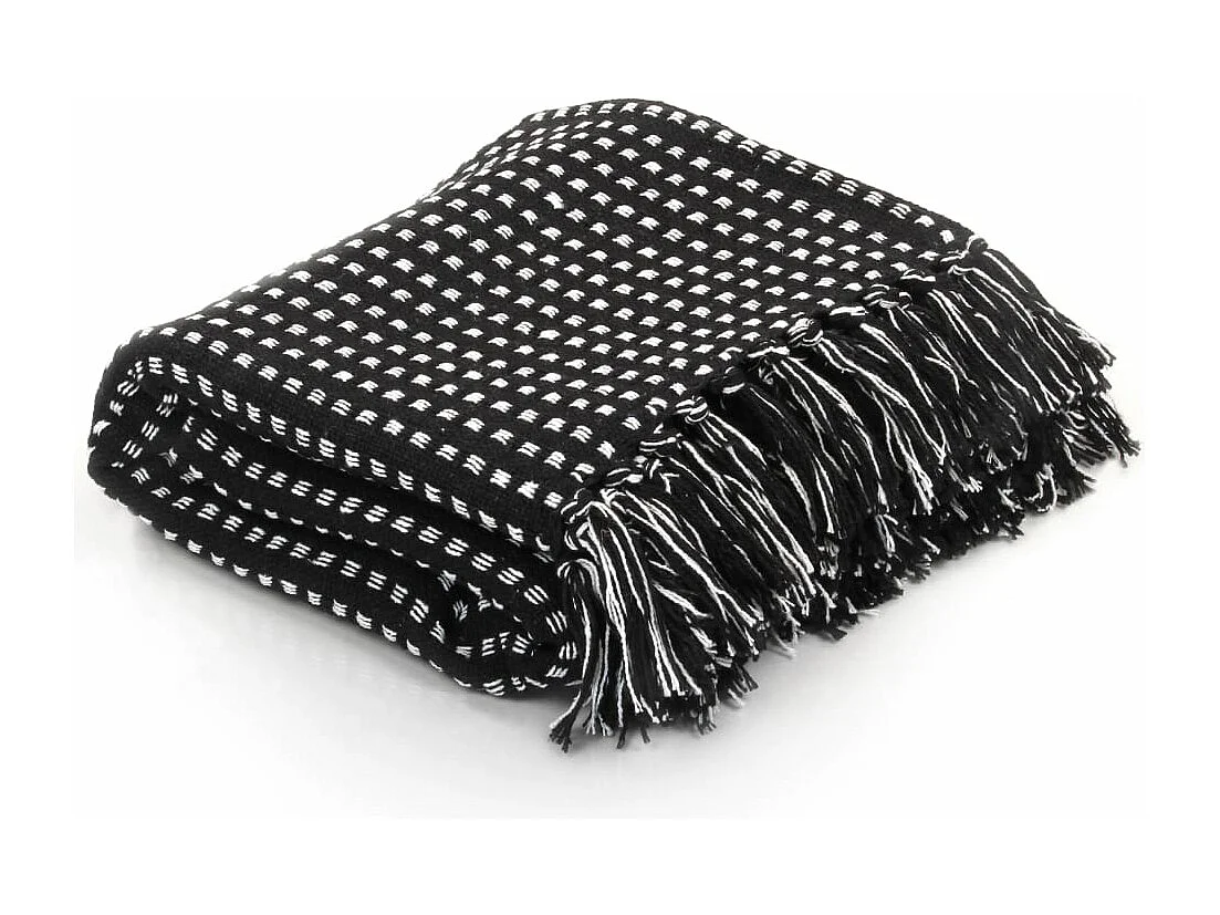 Couverture coton à carrés 220x250 cm Noir FR345506
