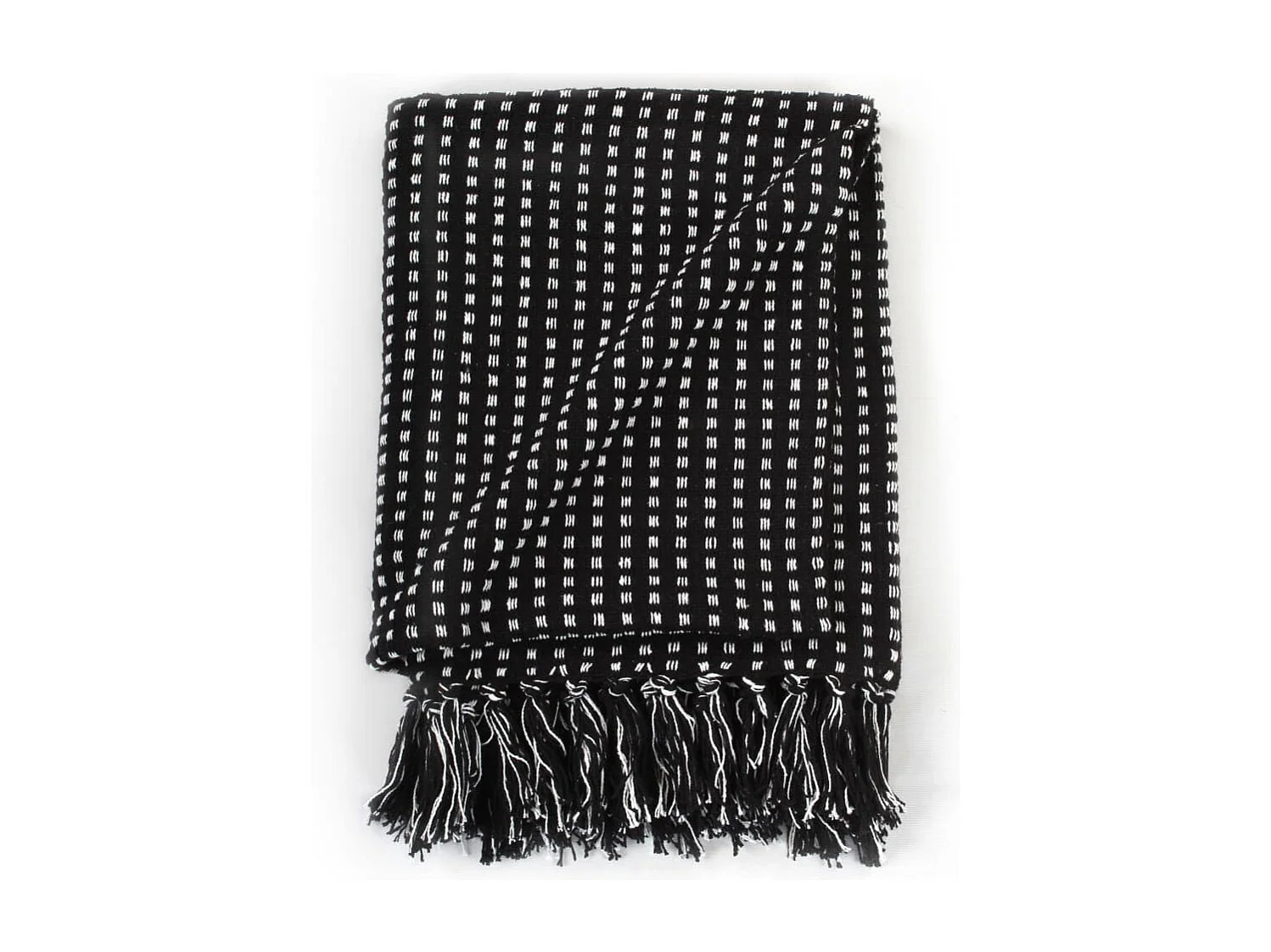 Couverture coton à carrés 220x250 cm Noir FR345506