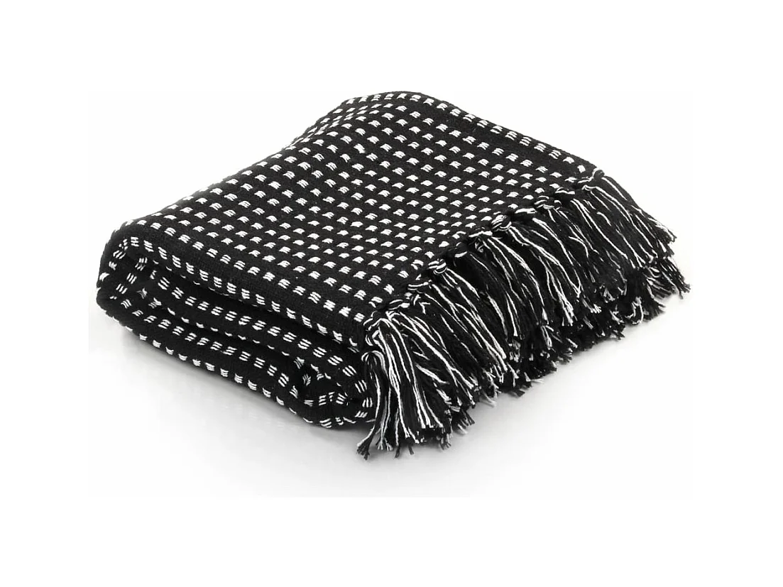 Couverture coton à carrés 220x250 cm Noir FR345506