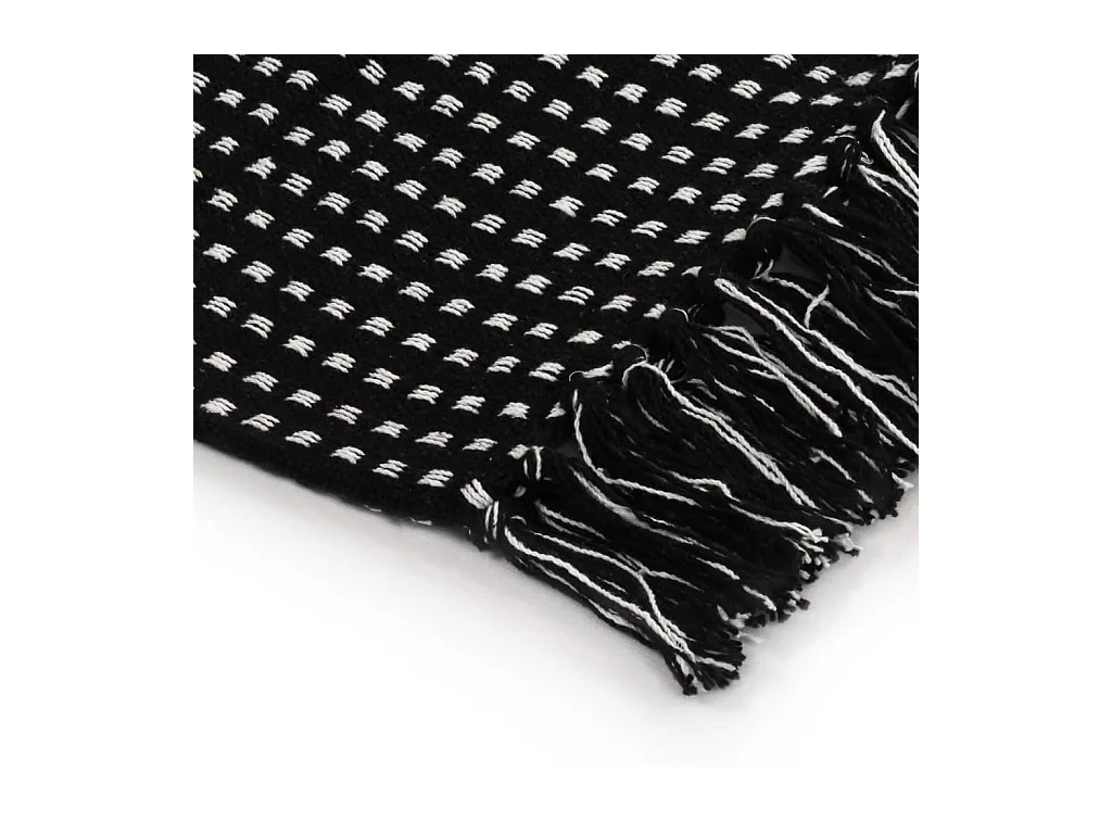 Manta a cuadros de algodón negro 220x250 cm ES976329