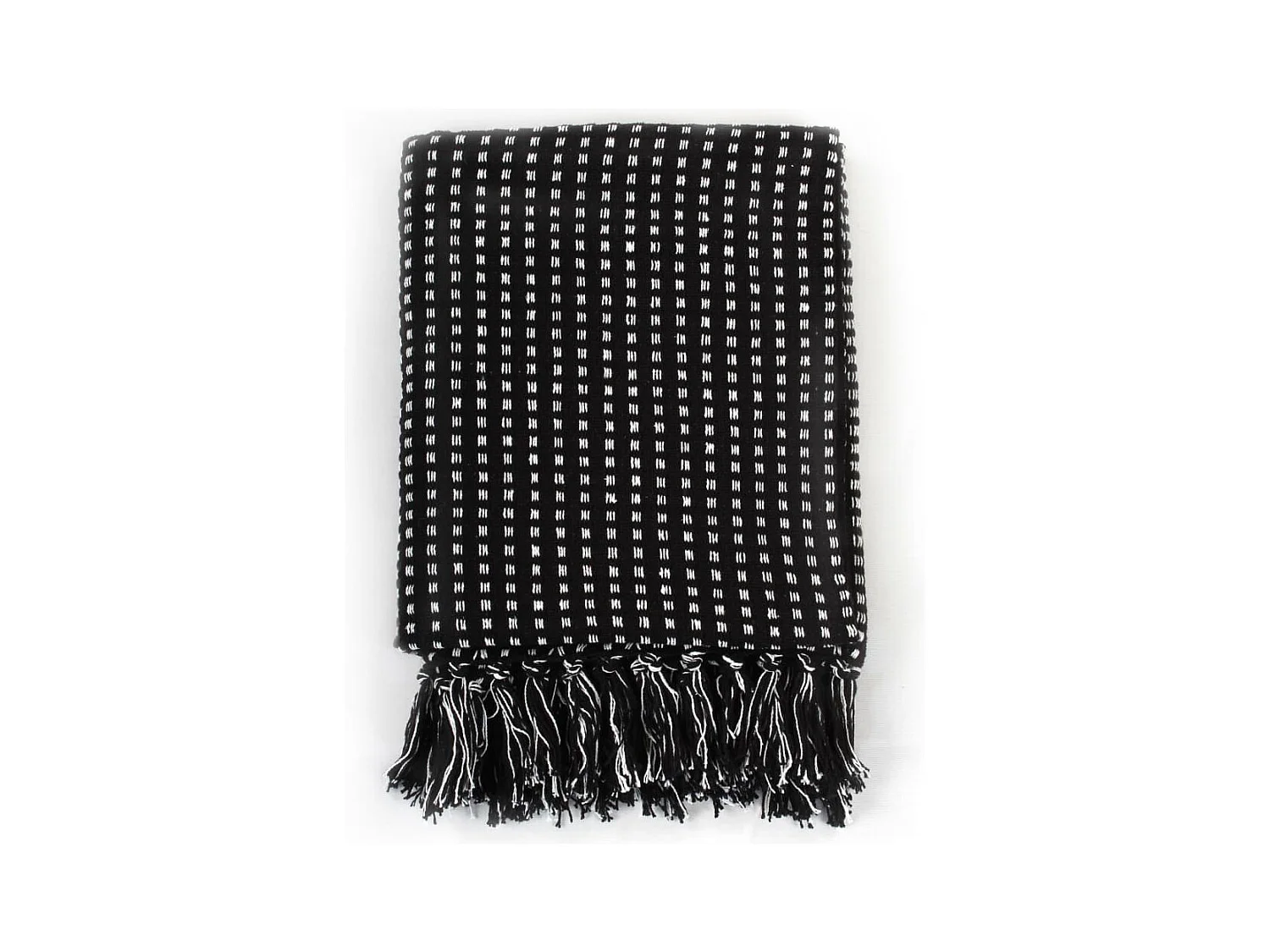 Manta a cuadros de algodón negro 220x250 cm ES976329