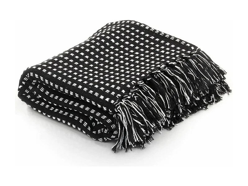 Couverture coton à carrés 220x250 cm Noir FR345506