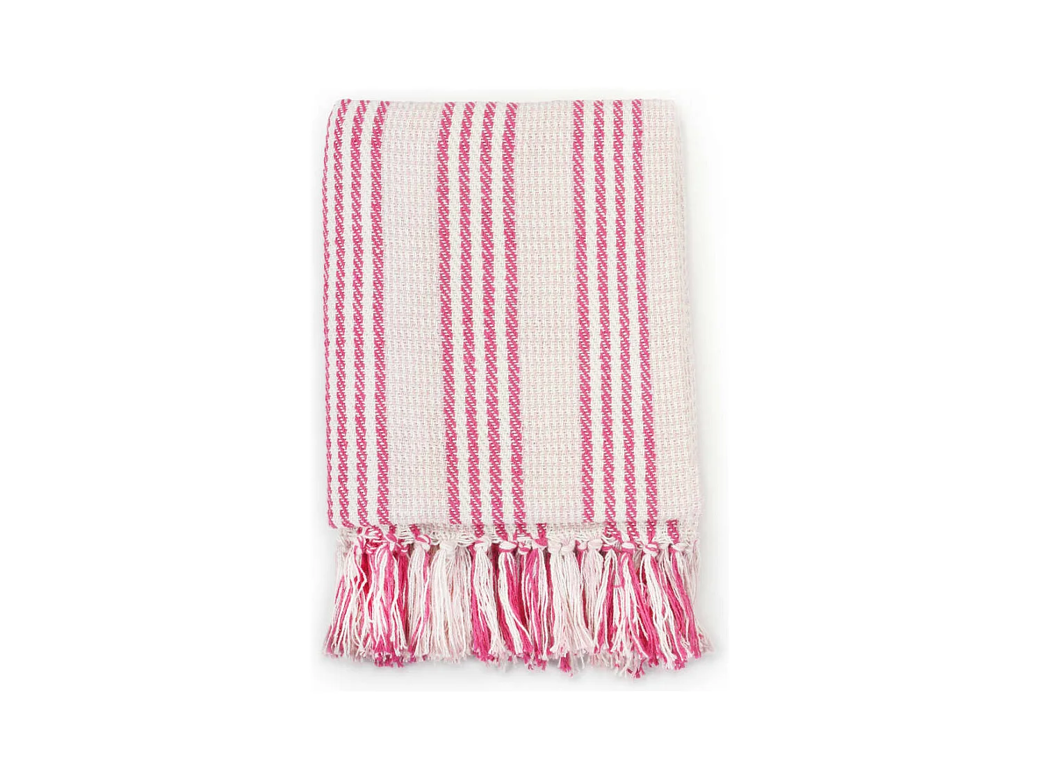 Manta a rayas de algodón rosa y blanco 125x150 cm ES200381