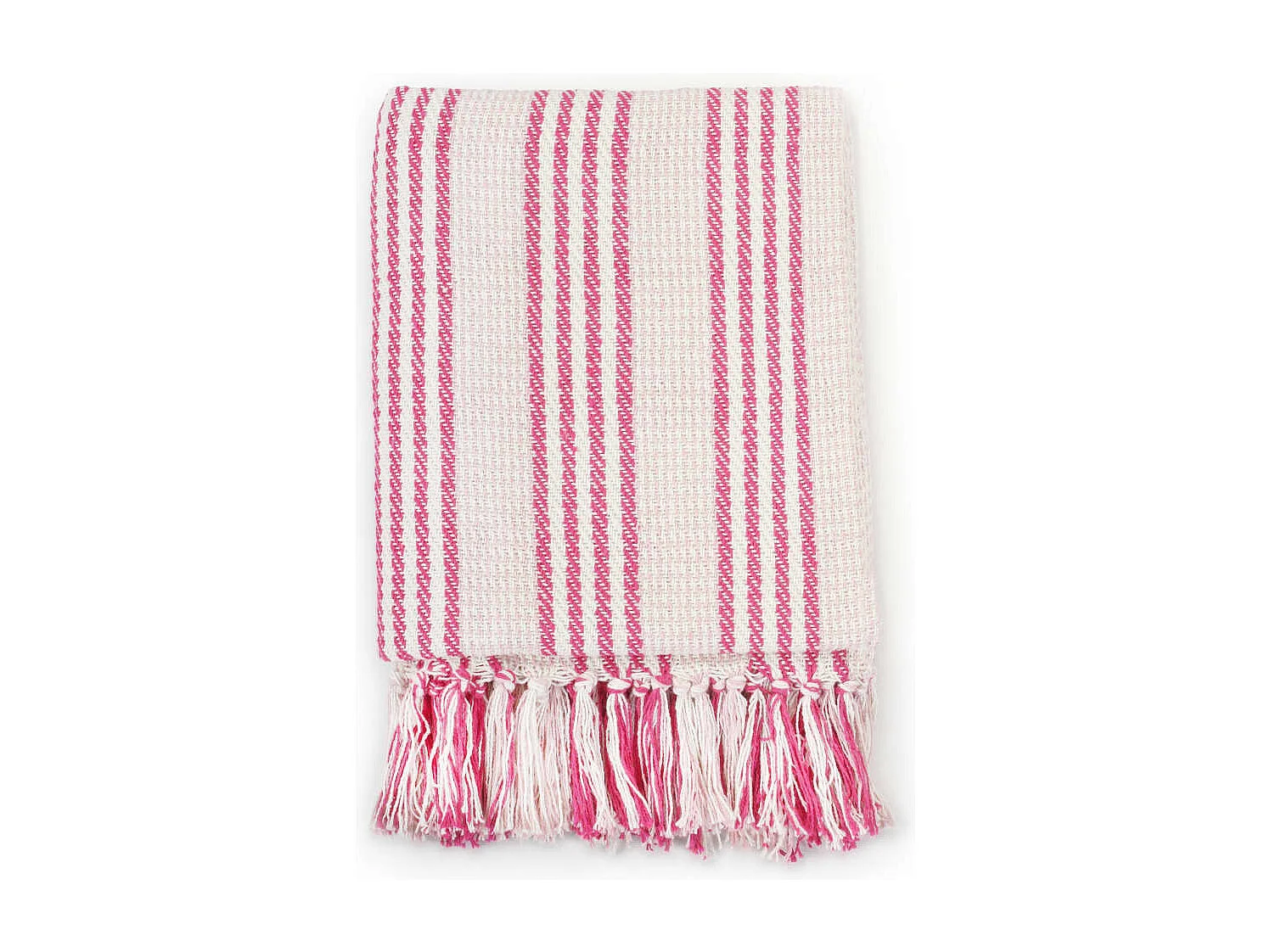 Couverture coton à rayures 125x150 cm Rose et Blanc FR806614