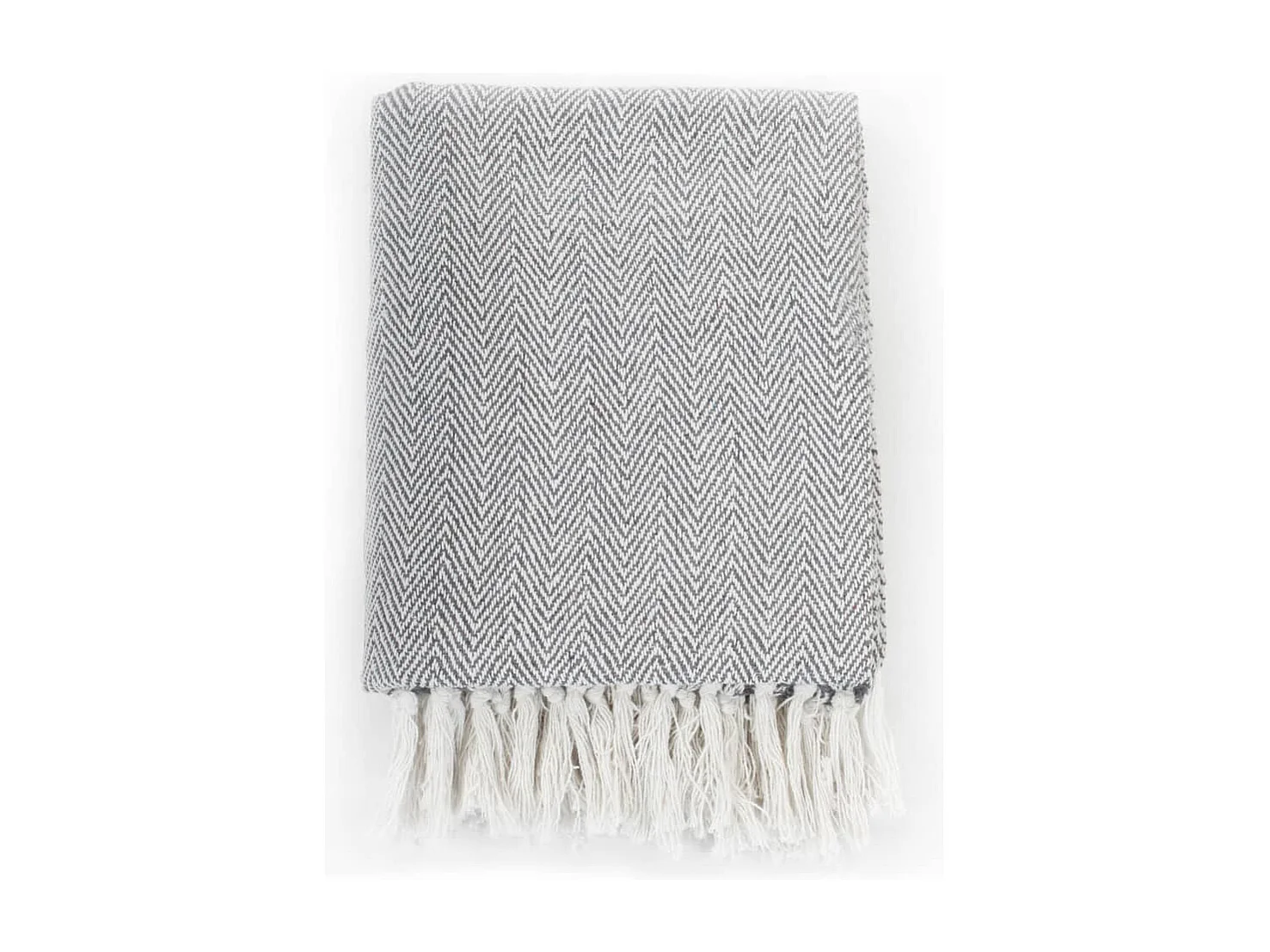 Couverture coton à chevrons 160x210 cm Gris FR175008