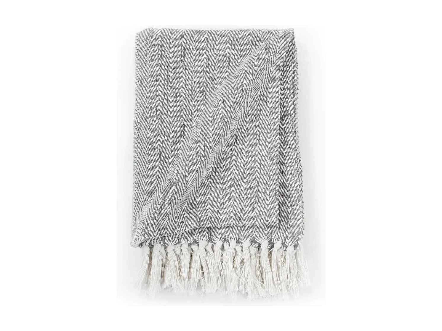 Couverture coton à chevrons 160x210 cm Gris FR175008