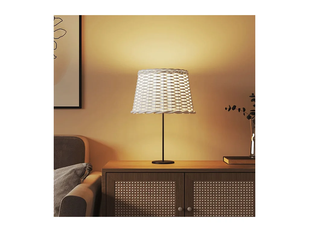 Abat-jour blanc Ø40x26 cm osier FR150703