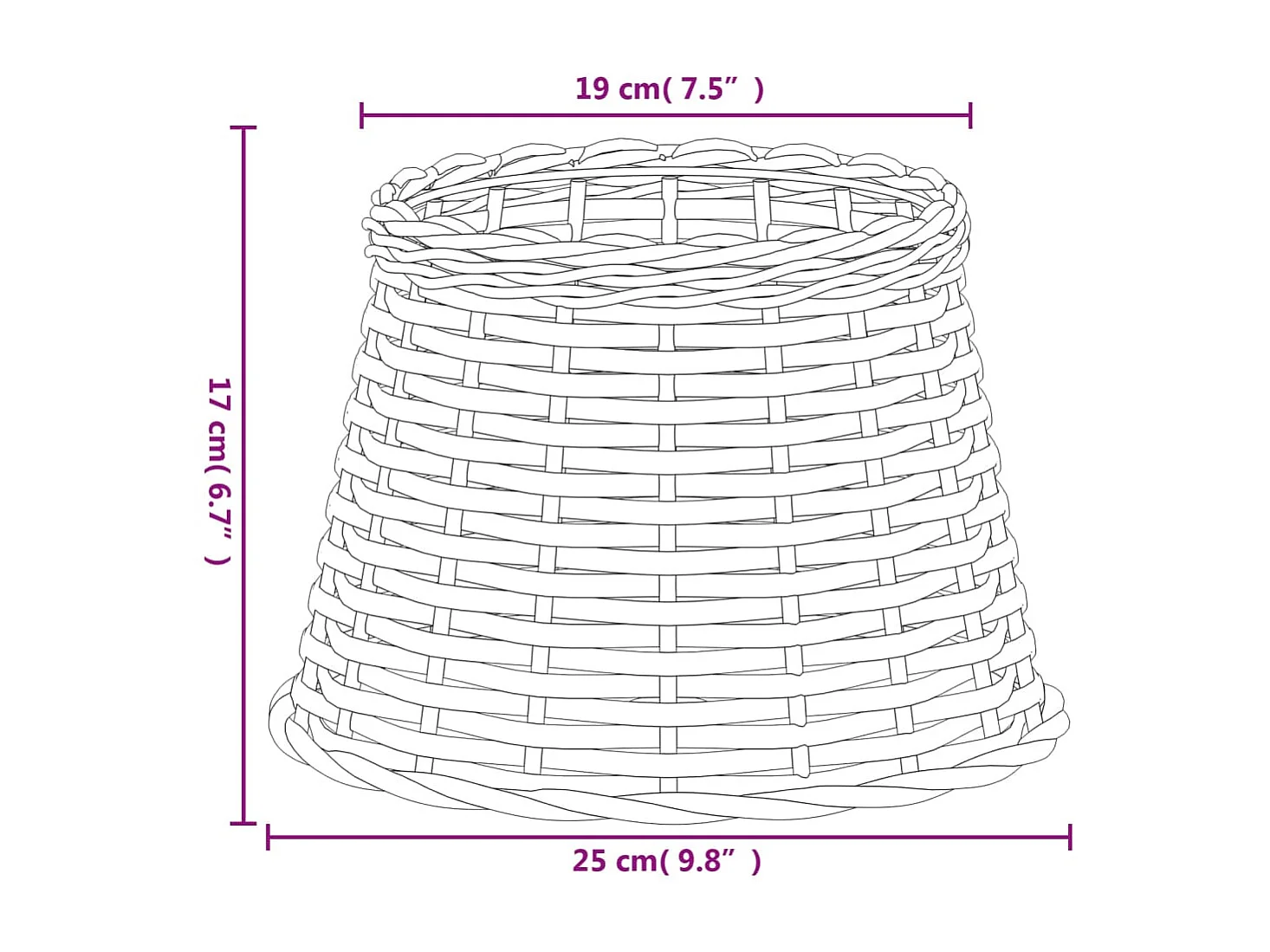Pantalla para lámpara mimbre blanco Ø25x17 cm ES574951