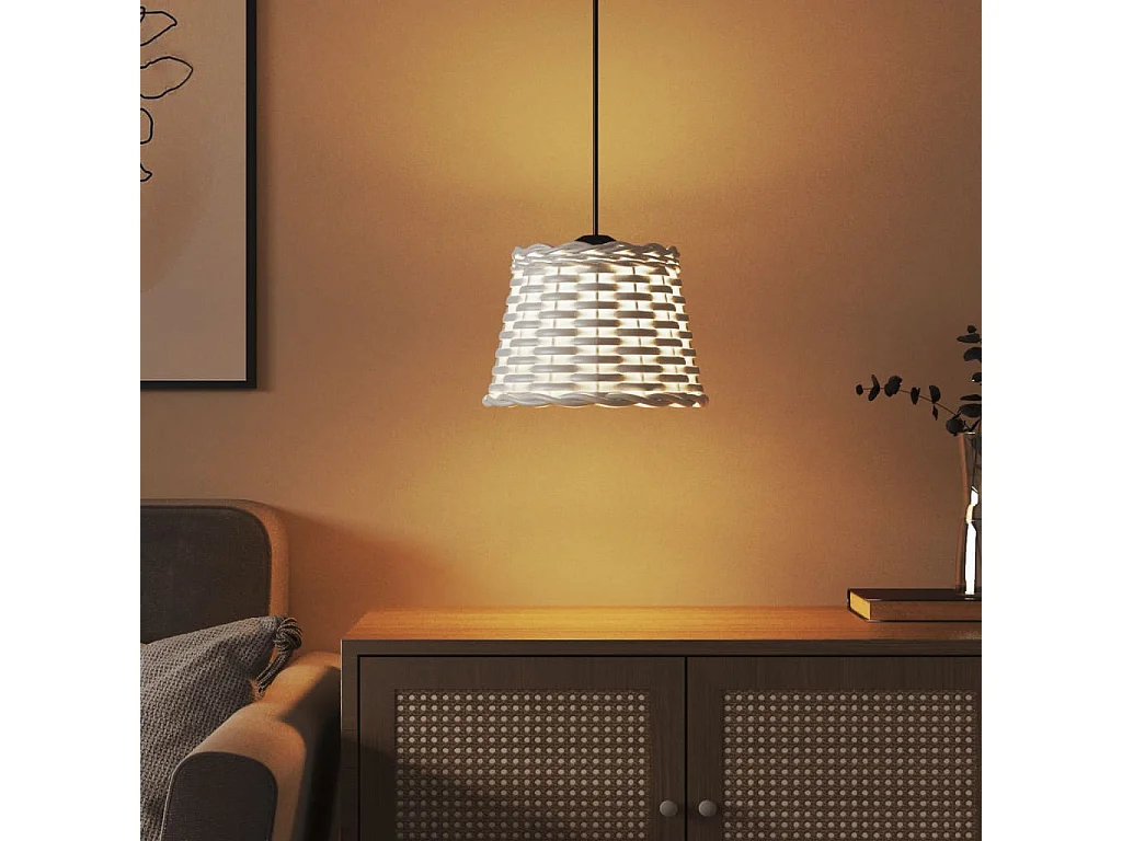 Pantalla para lámpara de techo mimbre blanco Ø20x15 cm ES280047