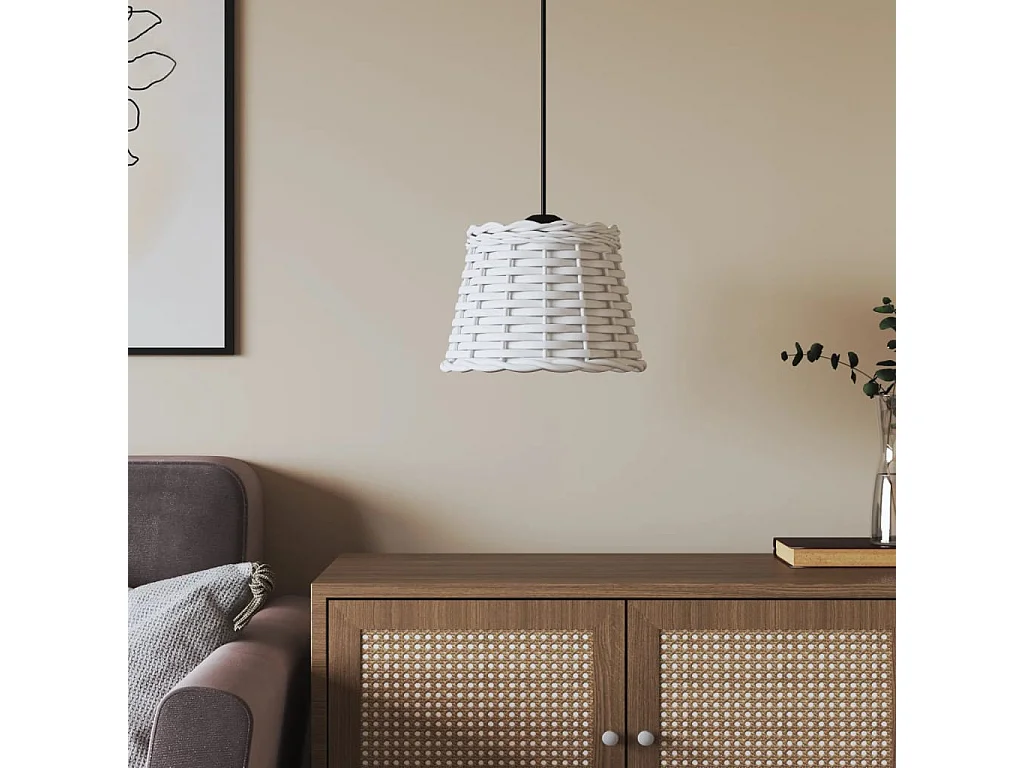 Pantalla para lámpara de techo mimbre blanco Ø20x15 cm ES280047