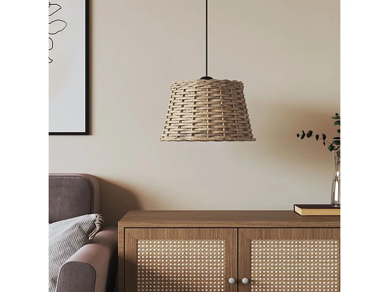 Pantalla para lámpara de techo mimbre marrón Ø38x23 cm ES419854