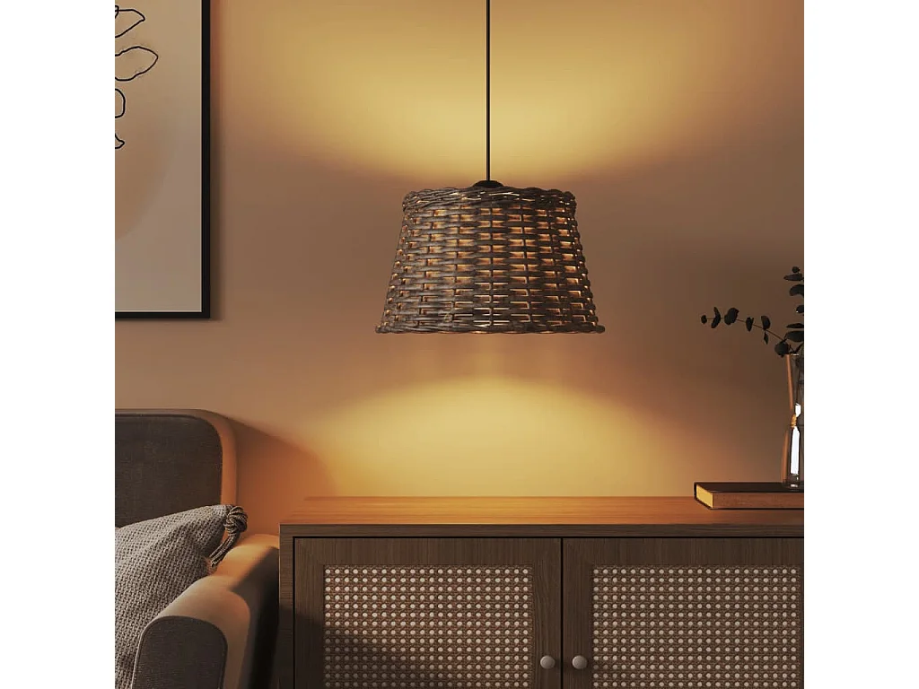 Abat-jour de plafonnier marron Ø38x23 cm osier FR369120