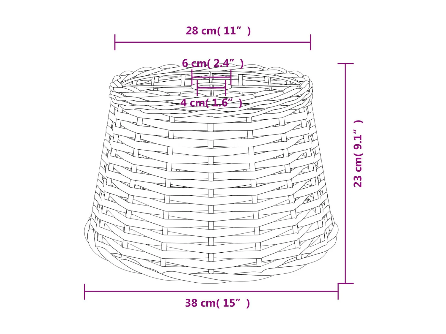 Abat-jour de plafonnier marron Ø38x23 cm osier FR369120
