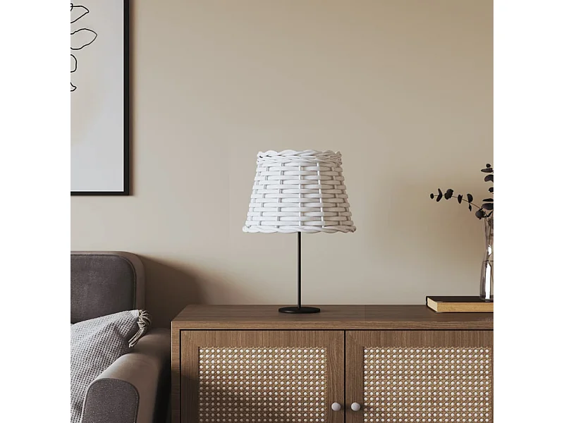 Pantalla para lámpara mimbre blanco Ø20x15 cm ES485599