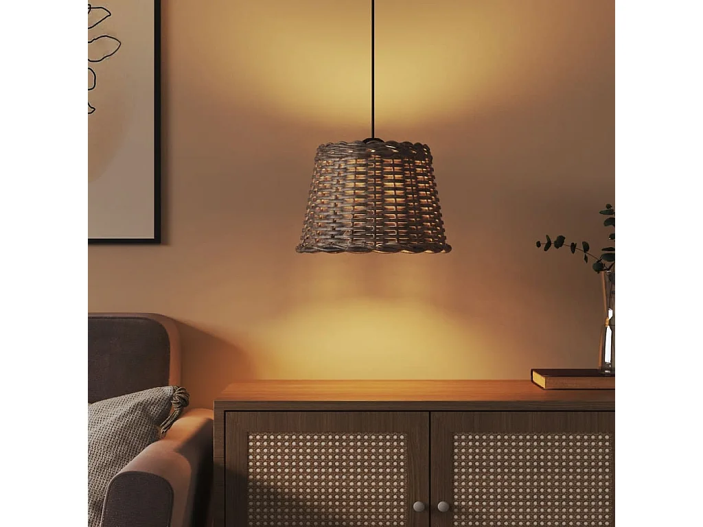 Abat-jour de plafonnier marron Ø30x20 cm osier FR263586