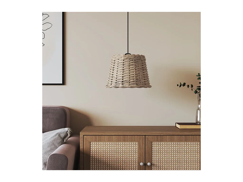 Abat-jour de plafonnier marron Ø30x20 cm osier FR263586