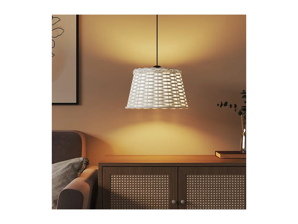 Abat-jour de plafonnier blanc Ø38x23 cm osier FR287996