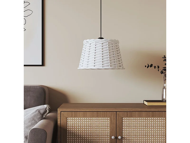 Abat-jour de plafonnier blanc Ø38x23 cm osier FR287996