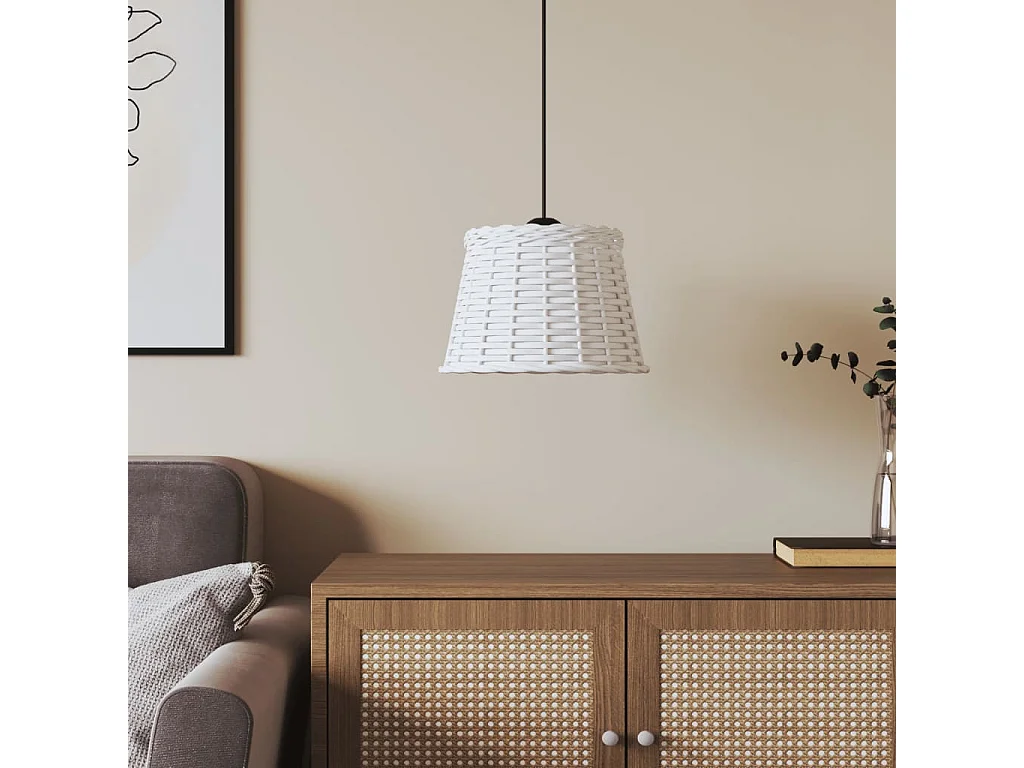 Pantalla para lámpara de techo mimbre blanco Ø25x17 cm ES957748