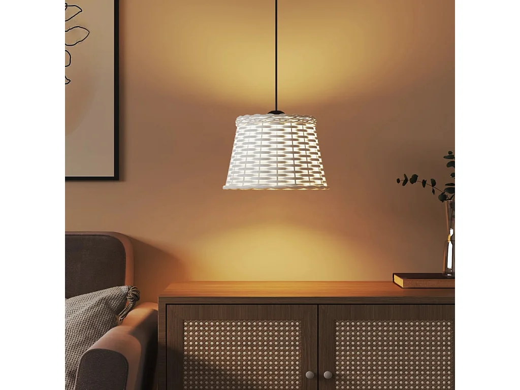 Pantalla para lámpara de techo mimbre blanco Ø25x17 cm ES957748